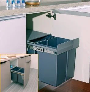 Kitchen Cabinet Indoor Pull Out Plastic Trash Can