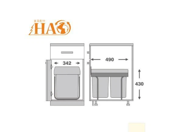 Kitchen Cabinet Indoor Pull Out Plastic Trash Can